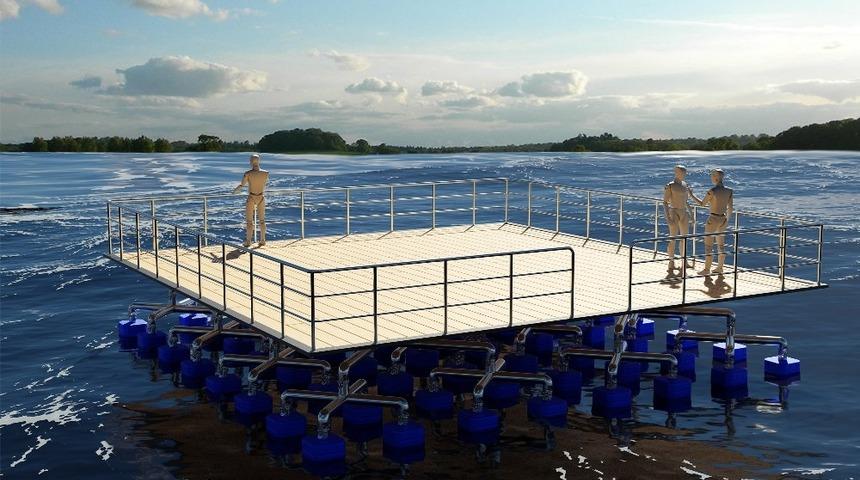 Dalgalardan etkilenmeyen yüzer platform