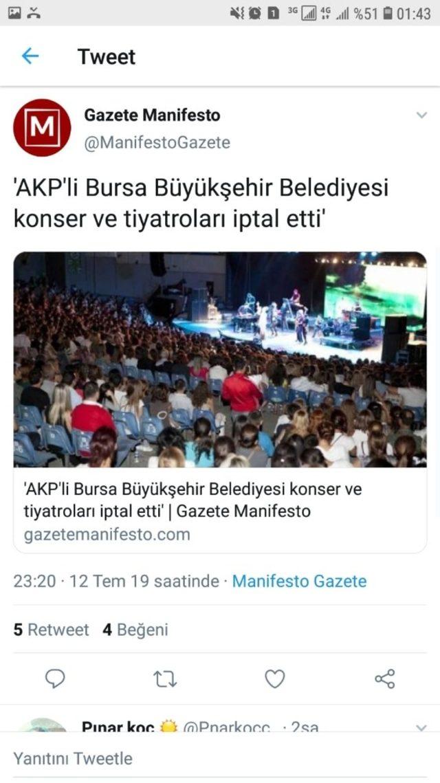 Bursa’da konser iptâli yok