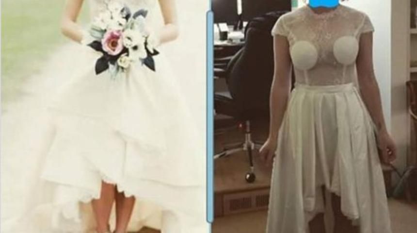 Online alışveriş pişmanlığı! Hem gelinlik yanlış geldi hem de yorumlar şaşkına &ccedil;evirdi