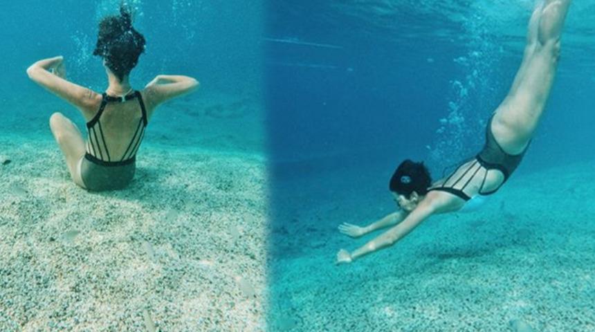 Berg&uuml;zar Korel'den denizin altında ilgin&ccedil; pozlar! 