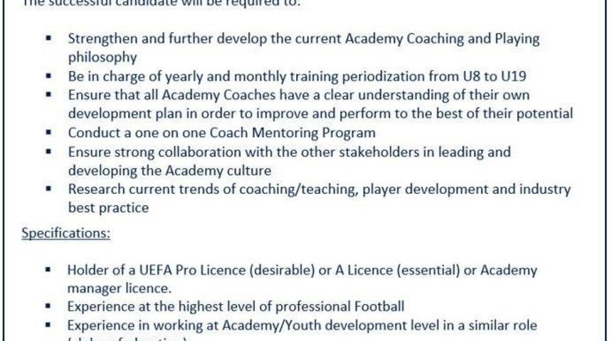 Comolli altyapı hocası i&ccedil;in ilan verdi