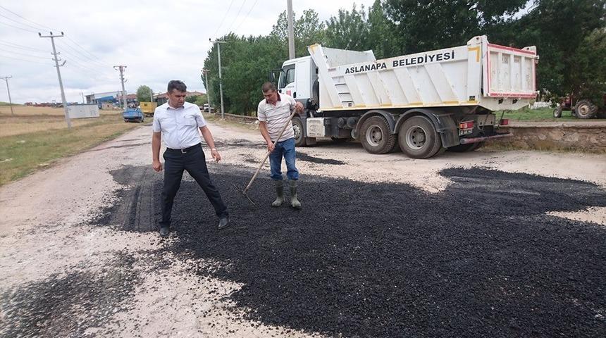 Aslanapa sanayi sitesi yolu asfalt çalışmaları