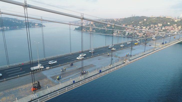 FSM Köprüsü'ndeki asfalt çalışmasında son durum havadan görüntülendi G1