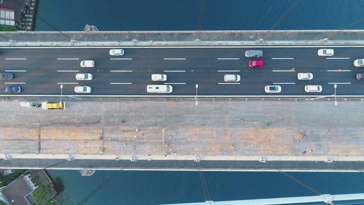 FSM Köprüsü'ndeki asfalt çalışmasında son durum havadan görüntülendi G5