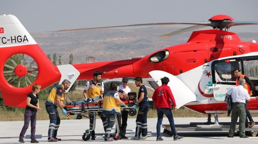 Yaralı tatilci ambulans helikopterle kurtarıldı