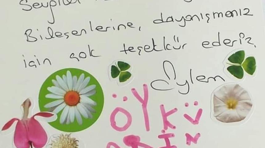&Ouml;yk&uuml; Arin ve anne Eylem Şen Yazıcı&rsquo;dan teşekk&uuml;r kartı