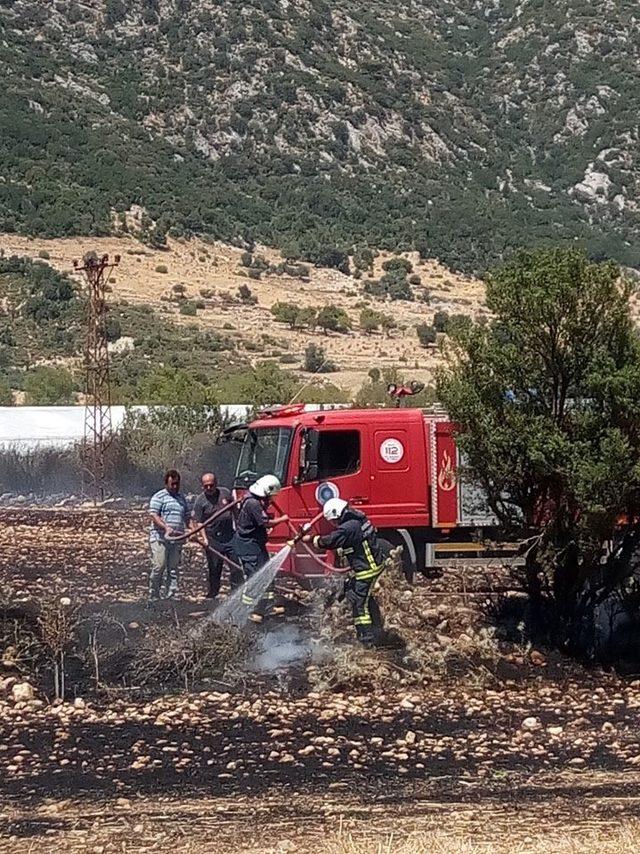 Kaş’ta çıkan anız yangını korkuttu