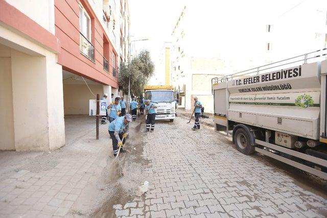 Efeler Belediyesi’nden Orta Mahalle’de moloz temizliği