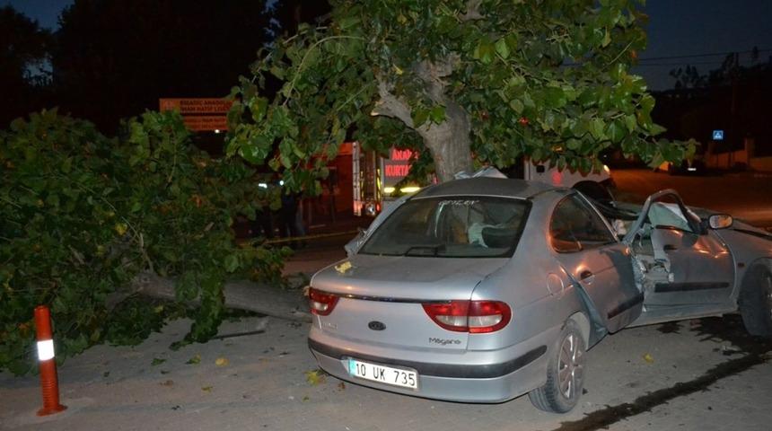 Balıkesir’de otomobil ağaca çarptı: 1 ölü