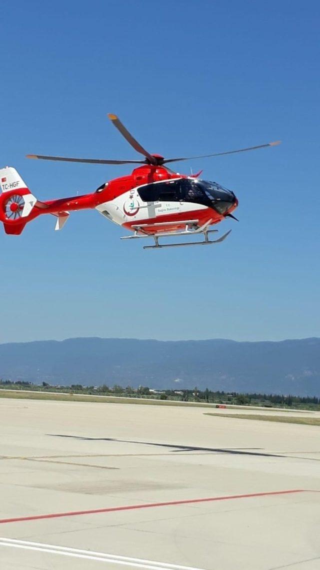 Ambulans helikopter 74 yaşındaki hasta için havalandı
