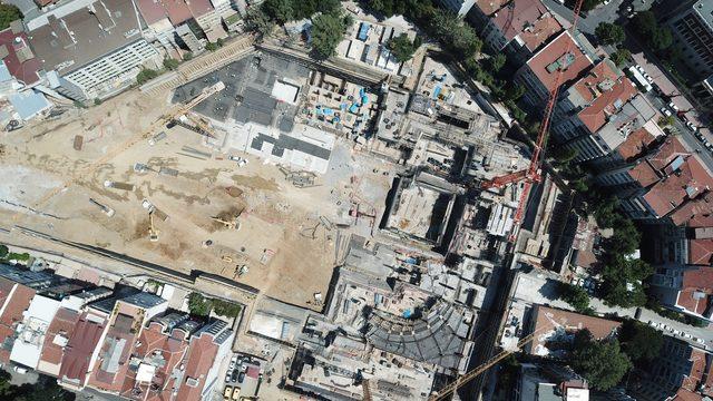 Taksim Camii ve AKM inşaatındaki son durum havadan fotoğraflandı