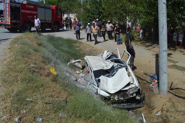 Aydın'da otomobil şarampole devrildi, baba ile oğlu ve kızı yaralandı