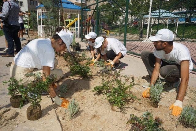 Yabancı gençler Nevşehir’de park yapımında çalıştı