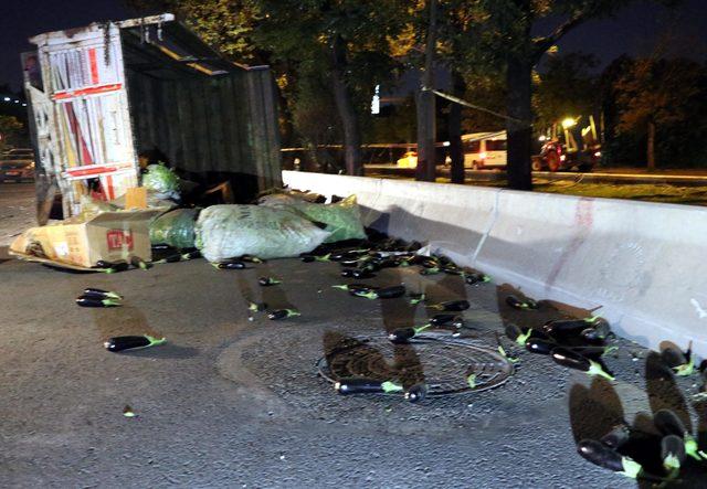 Ankara'da otomobil, sebze yüklü kamyonete çarptı: 1 ağır yaralı