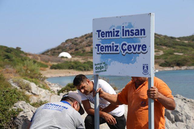 Hükümlülerden Bodrum sahillerinde temizlik