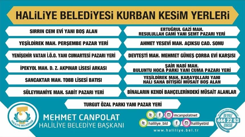 Haliliye&rsquo;de kurban kesim ve satış yerleri belirlendi