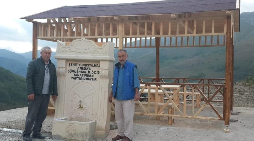 Gümüşhane’de şehidin aziz hatırası için İl Özel İdaresi tarafından çeşme yapıldı
