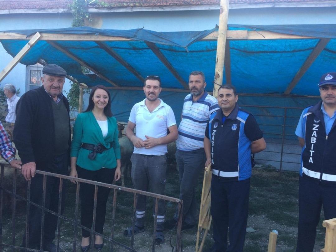 Başkan Tekin il&ccedil;ede kurulan hayvan pazarını denetledi.