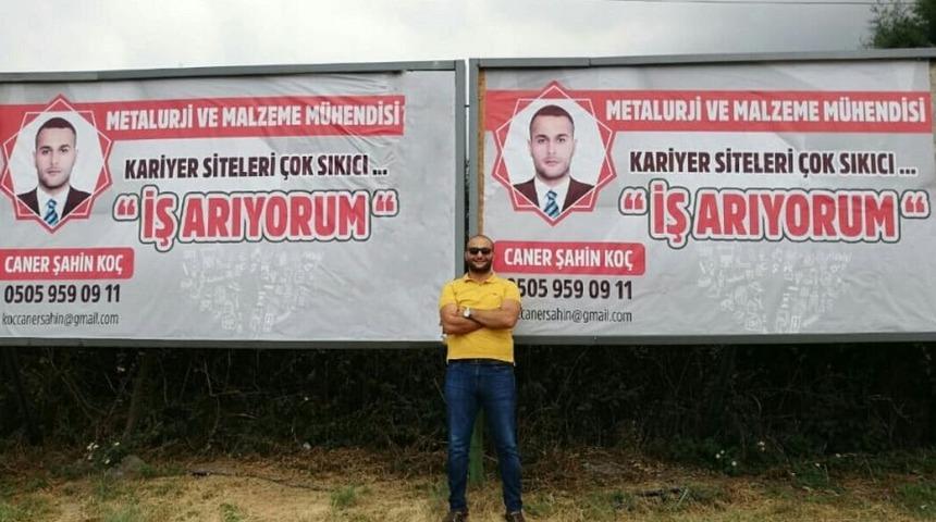 Gen&ccedil; m&uuml;hendis billboard ilanıyla iş arıyor