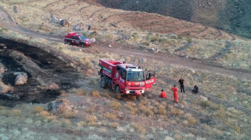 Ağa&ccedil;landırma sahasındaki yangında 250 adet fidan yandı