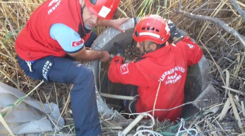 Burhaniye’de kuyuya düşen yavru köpeği itfaiye kurardı