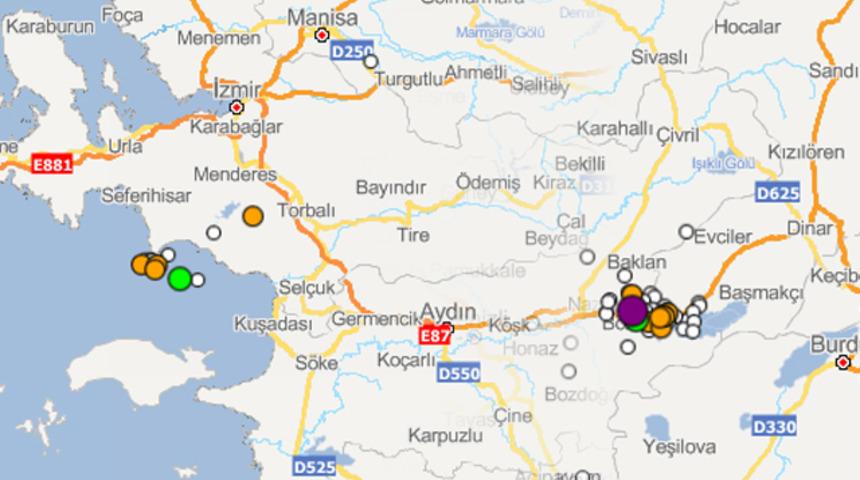 Ege'de 4 saatte 56 deprem meydana geldi