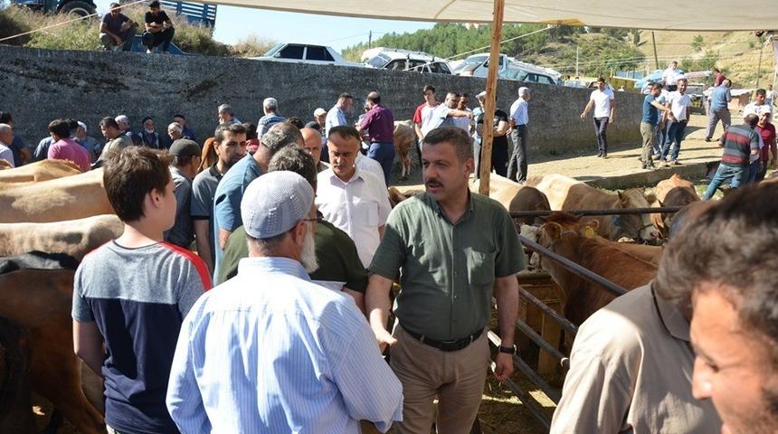 Başkan &Ccedil;akıcı, hayvan pazarını gezdi