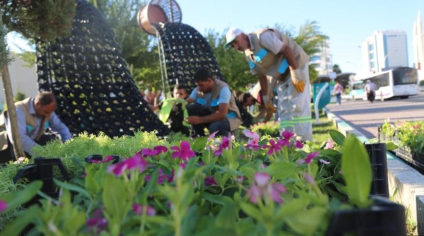 Haliliye&rsquo;de parklara &ccedil;i&ccedil;ek ekimi yapıldı