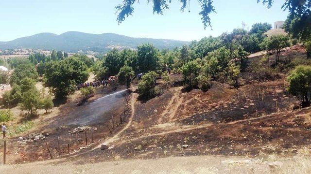 Hisarcık’taki arazi yangını yerleşim alanına sıçramadan söndürüldü