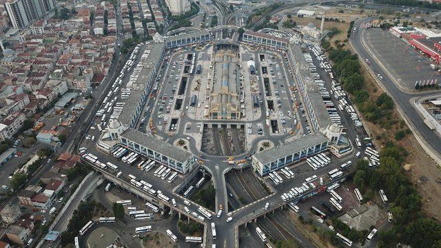 (Havadan fotoğraflarla) 15 Temmuz Demokrasi Otogarında bayram dönüşü yoğunluğu 