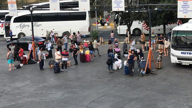 (Havadan fotoğraflarla) 15 Temmuz Demokrasi Otogarında bayram dönüşü yoğunluğu 