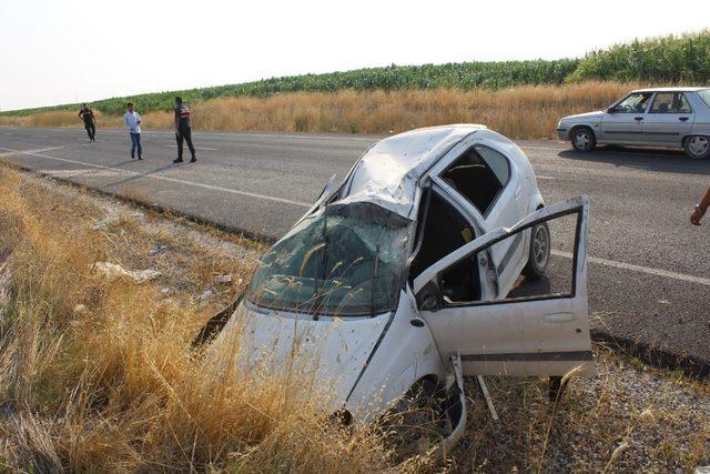 Aksaray’da otomobil şarampole devrildi: 1 yaralı