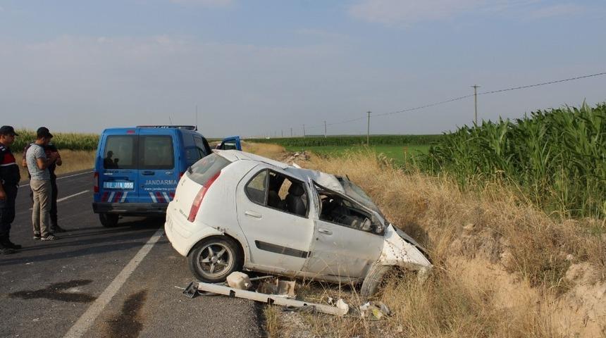 Aksaray’da otomobil şarampole devrildi: 1 yaralı