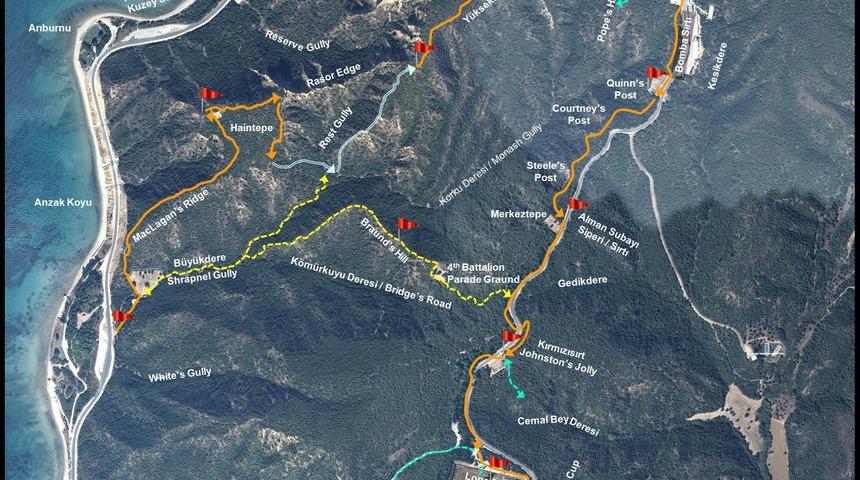 Tarihi Alan'da, 'Arıburnu Cephesi Y&uuml;r&uuml;y&uuml;ş G&uuml;zergahı' oluşturuluyor