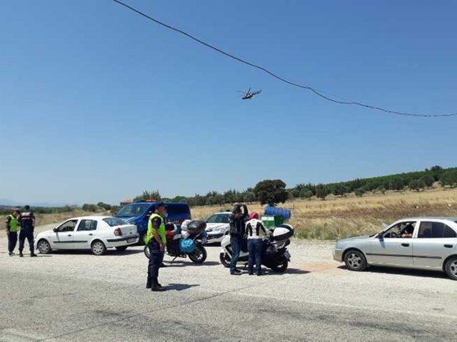 Çanakkale'de jandarma'dan havadan trafik denetimi