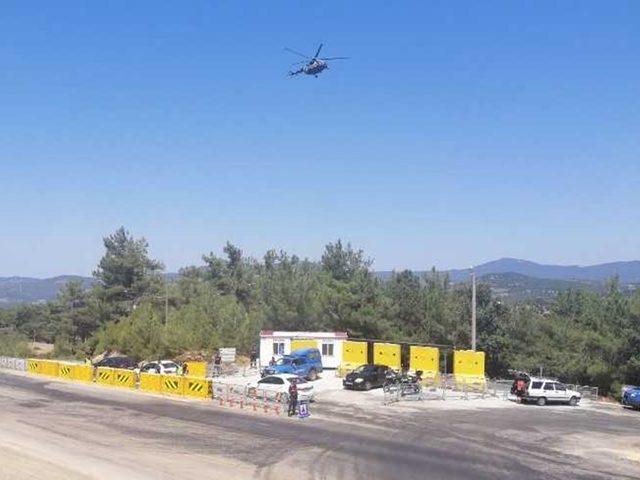 Çanakkale'de jandarma'dan havadan trafik denetimi