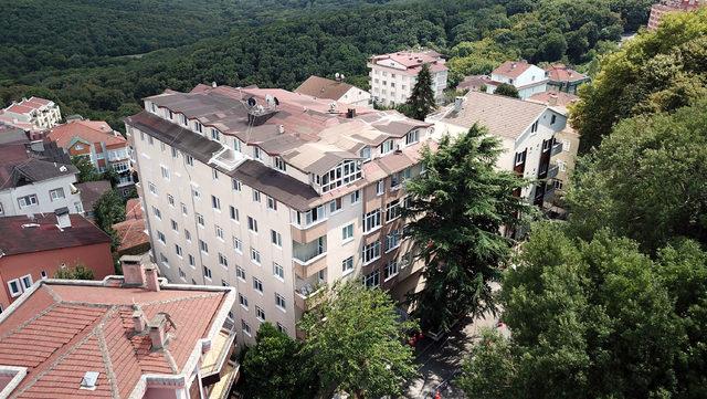 (Havadan fotoğraflarla) Sarıyer'de kolonları patlayan 9 katlı bina tahliye edildi