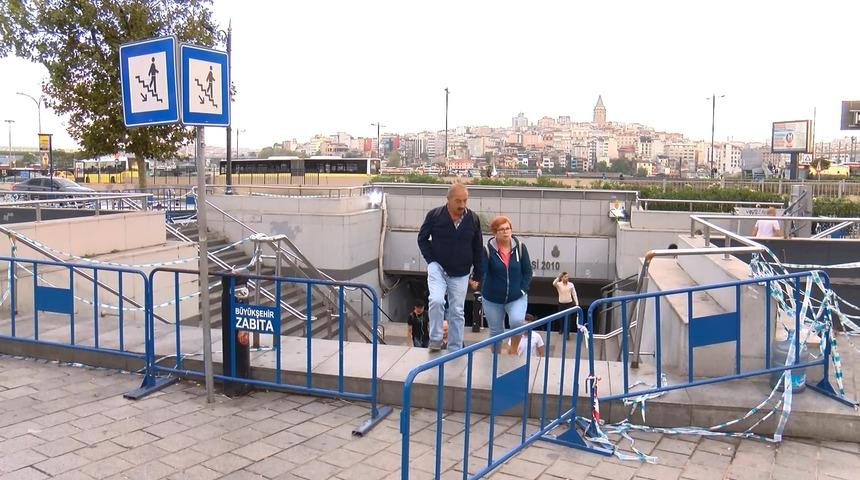 Vatandaşlar Emin&ouml;n&uuml; alt ge&ccedil;idini kullanınca zabıta yeniden kapattı