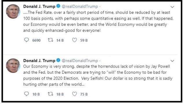 Trump urges Fed to lower rates by at least 100 bp