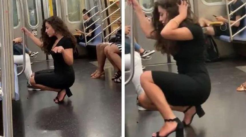 Genç kadın metroda aniden dizlerinin üzerine çöktü ve...
