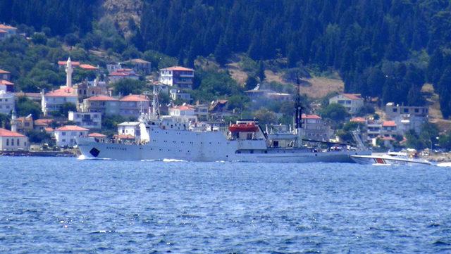 Rus araştırma ve istihbarat toplama gemisi, Çanakkale Boğazı'ndan geçti