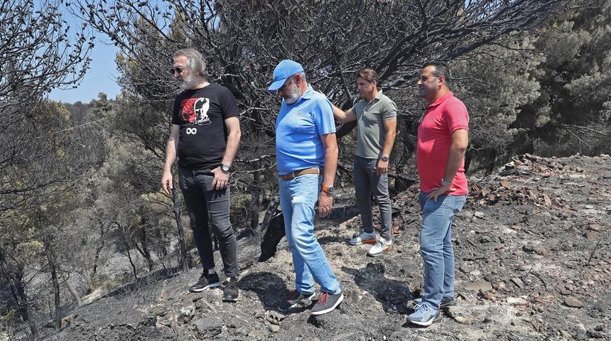 Göztepe yöneticileri Karabağlar'daki yangın bölgesini ziyaret etti