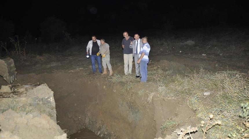 Başkan Sever, i&ccedil;me hattındaki arıza &ccedil;alışmalarını inceledi