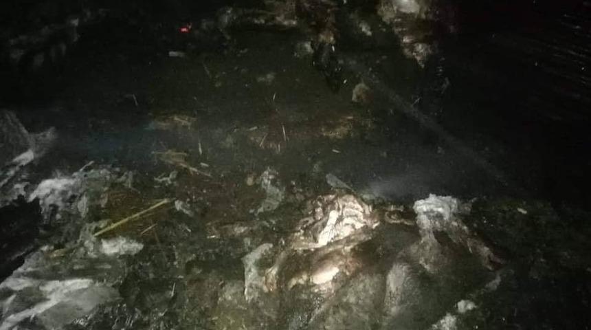 Ahır yangınında 120 k&uuml;&ccedil;&uuml;kbaş hayvan telef oldu