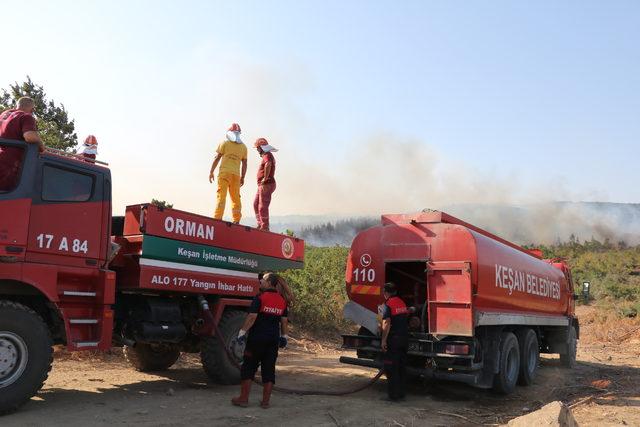 Keşan'daki orman yangını 12 saatte söndürüldü