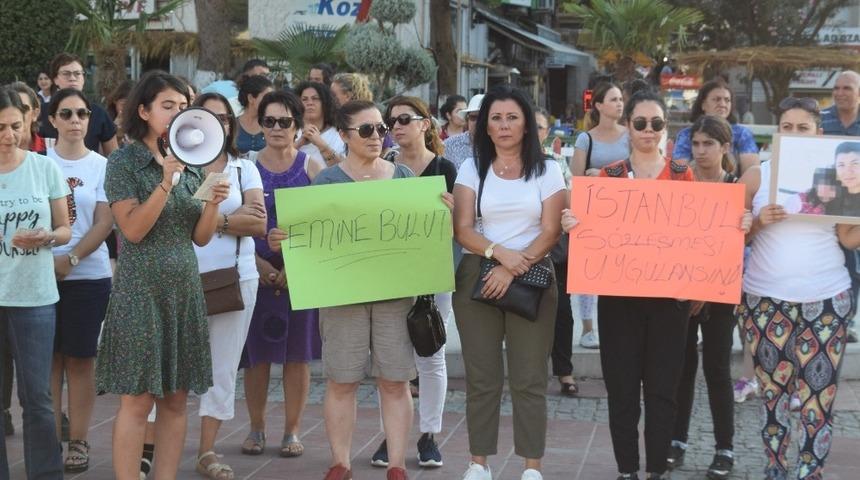 Aliağalı kadınlar Emine Bulut cinayeti i&ccedil;in toplandı