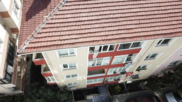 Avcılar'da çökme riski bulunan binanın havadan fotoğrafları