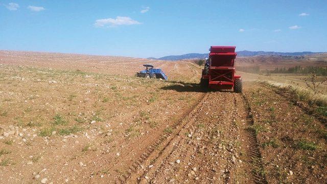 Ziraat odası taş toplama makinası aldı