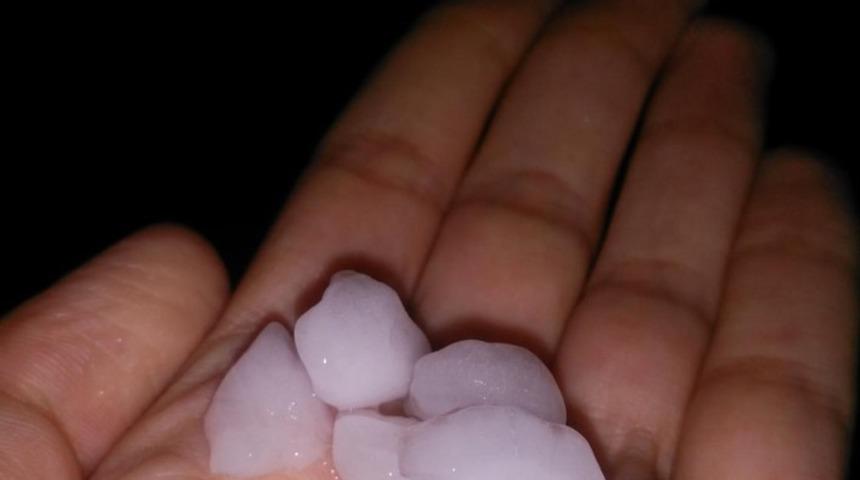 Ceviz b&uuml;y&uuml;kl&uuml;ğ&uuml;nde dolu yağdı