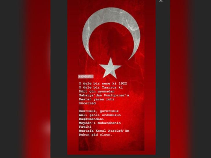 Ünlülerden 30 Ağustos Zafer Bayramı paylaşımları G1